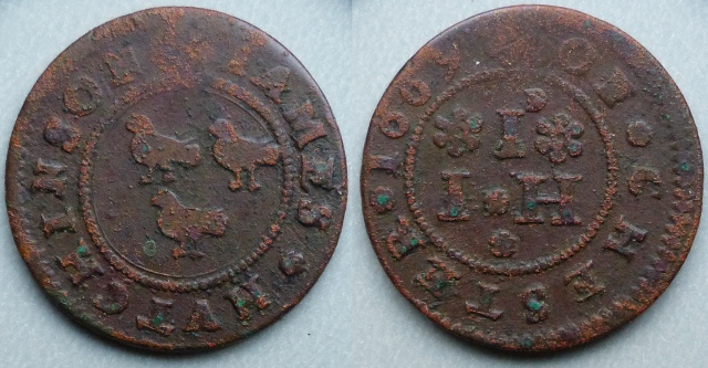 Chester, James Huchinson 1669 penny token